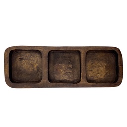 [230029594] Plato triple madera oscuro 29,5x10x3,5cm  