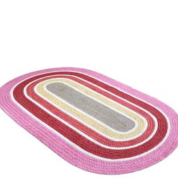 [230031311] Alfombra infantil 150x100cm franjas ovalada
