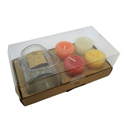 [230032180] Vela candelabro vidrio 8cm set 4