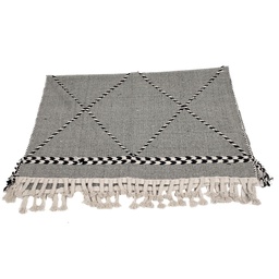 [230032965] Alfombra 200x300cm Boho rombos BN