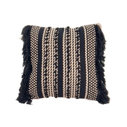 [230034234] Cojín 45x45cm boho flecos grafito