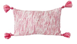 [230034237] Cojín 30x50cm tejido rosa con borlas