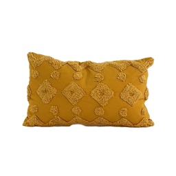 [230034259] Cojín 30x50cm algodón textura amarillo