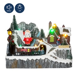 [230042188] Casa navidad con luz y sonido 23cm pascuero