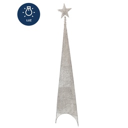 [230042197] Figura navideña 210cm 100 luces LED árbol triangular plateado