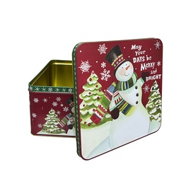 [230042502] Caja lata navidad cuadrada mono nieve 20cm