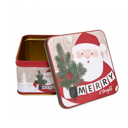 [230042506] Caja lata navidad cuadrada pascuero 17cm