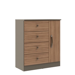 [230044040] Cómoda 4 cajones 1 puerta Lisboa Damasco/Nogal